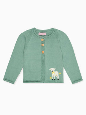 Sage Green Eden Cotton Baby Cardigan