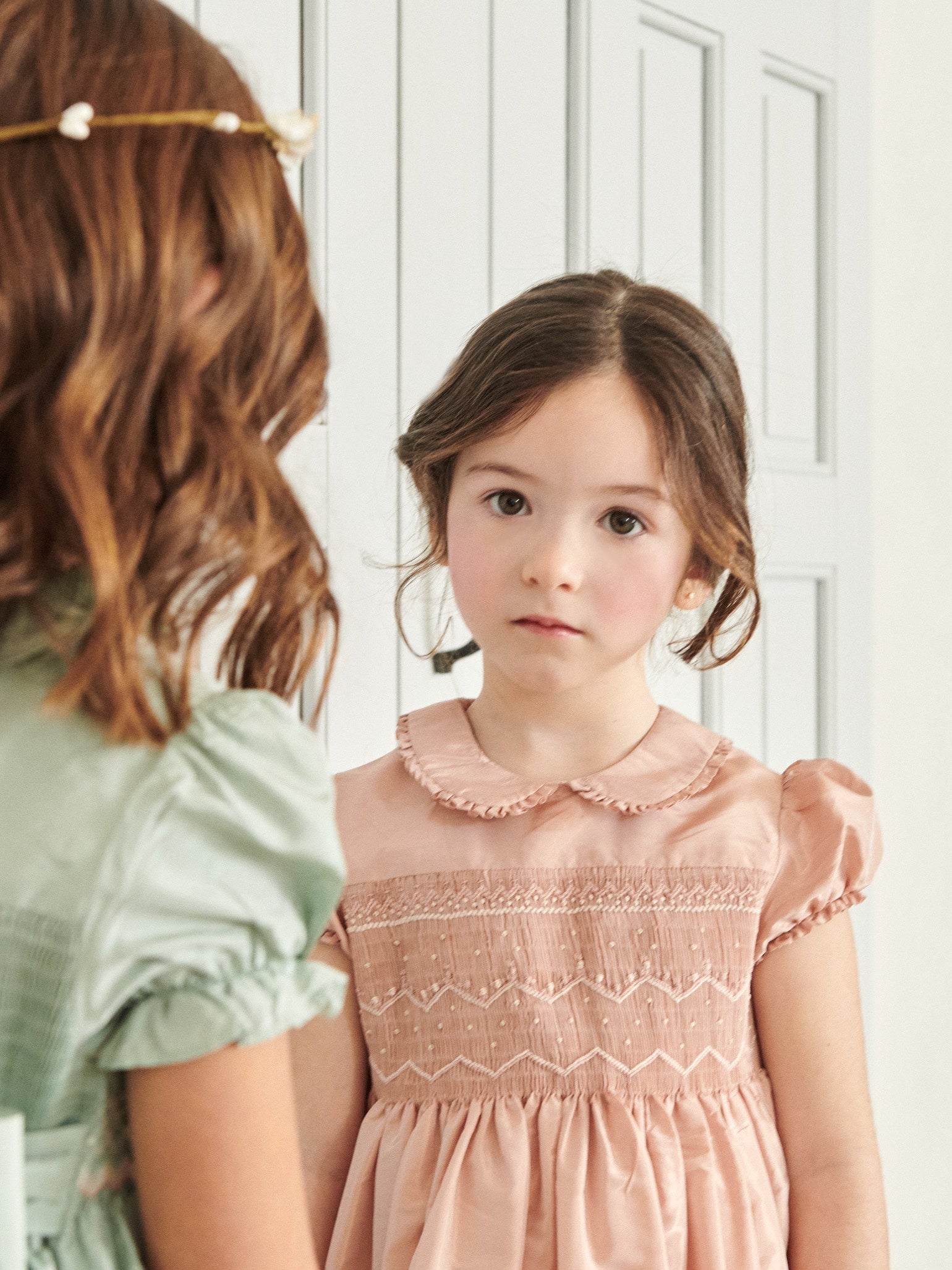 Blush Eleanor Silk Ceremony Girl Hand-Smocked Dress