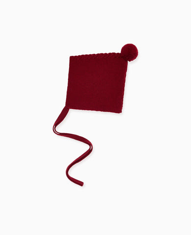 Burgundy Elfo Merino Baby Knitted Bonnet