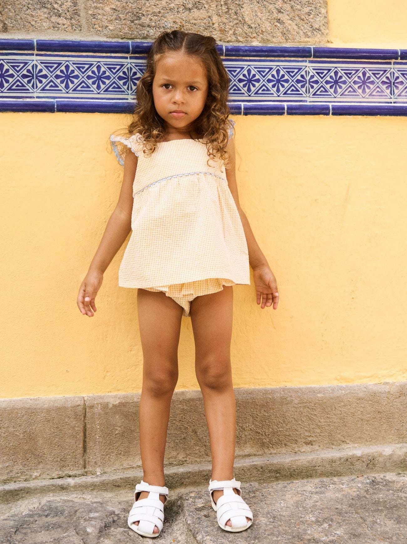 Yellow Gingham Elicia Baby Summer Set