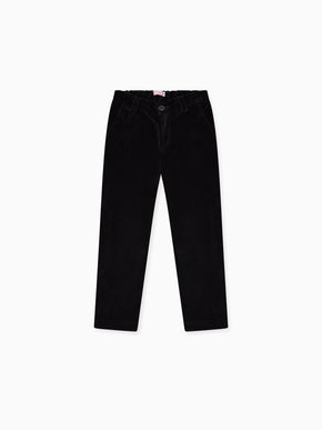 Black Elio Velvet Boy Trousers