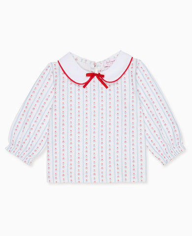 Blue Stripe Elisia Long Sleeve Baby Girl Top