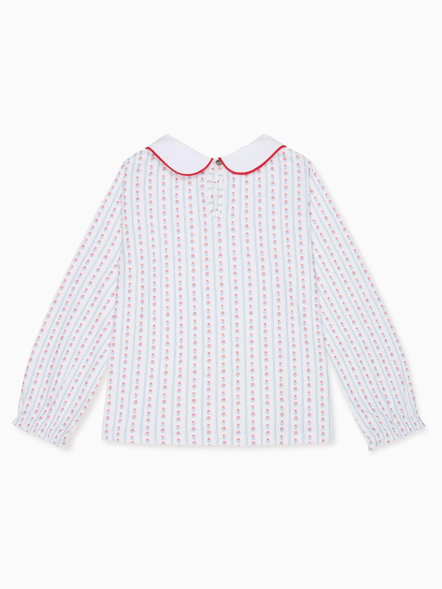 Blue Stripe Elisia Long Sleeve Girl Top