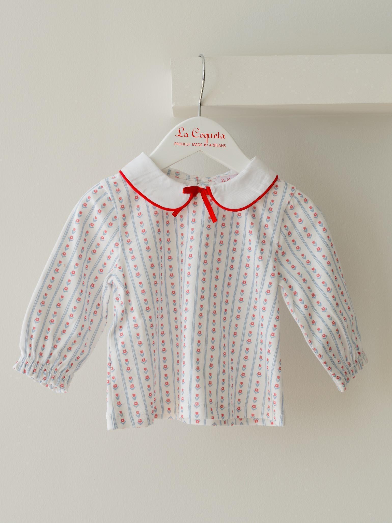 Blue Stripe Elisia Long Sleeve Baby Girl Top