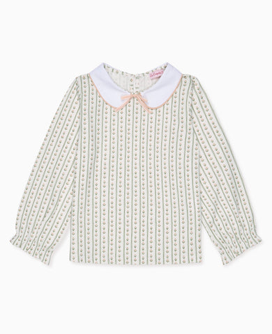 Sage Stripe Elisia Long Sleeve Girl Top