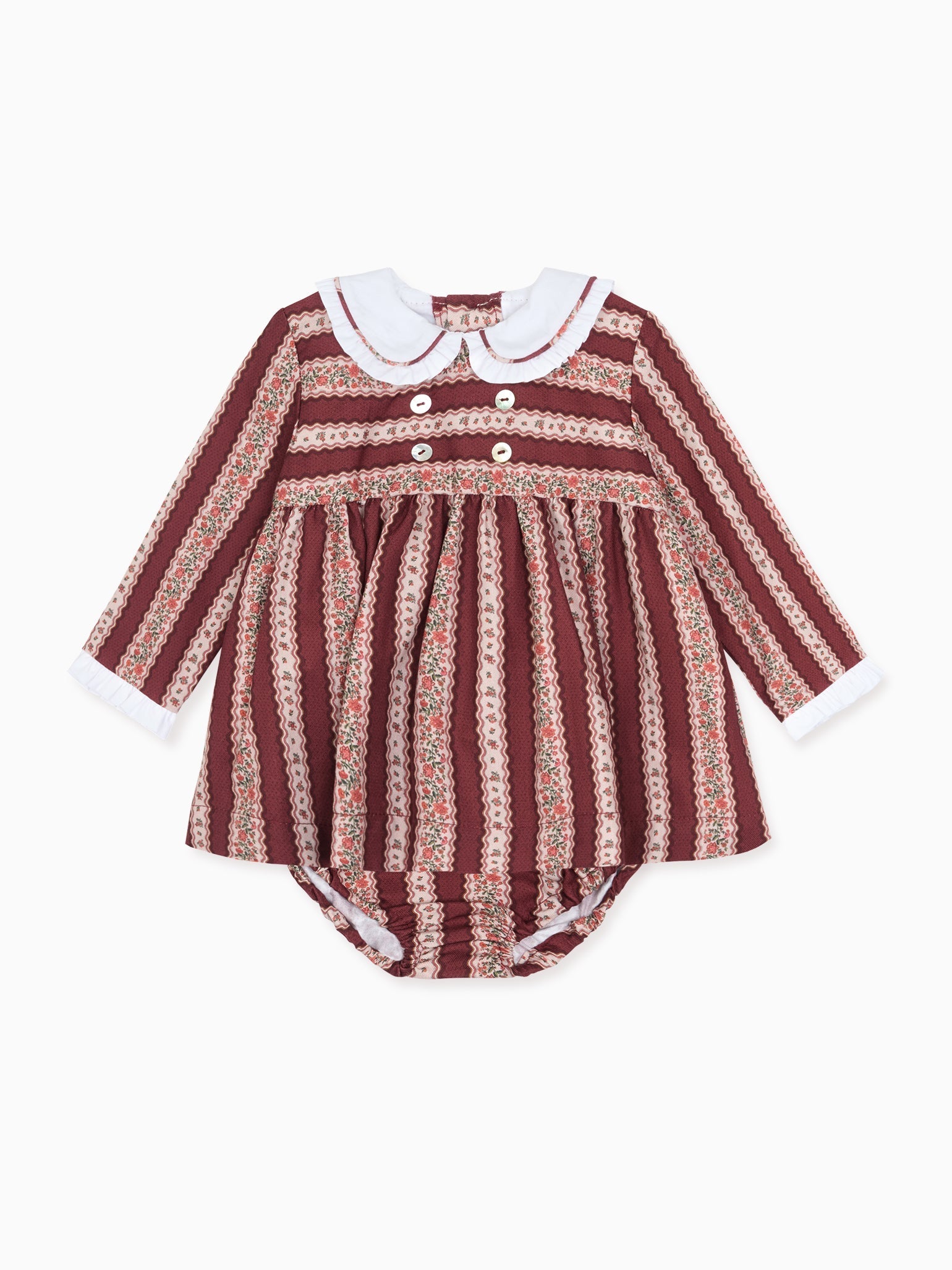 Burgundy Floral Stripe Eliza Baby Girl Set