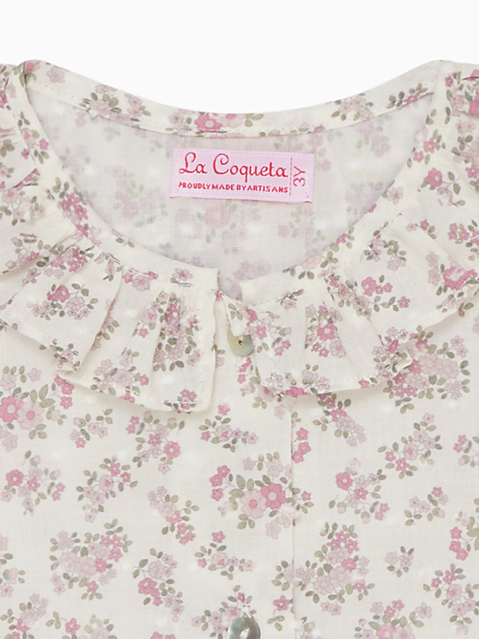 Ivory Floral Ella Long Sleeve Baby Girl Shirt