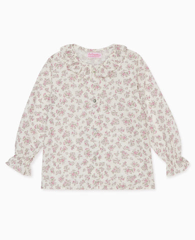 Ivory Floral Ella Long Sleeve Baby Girl Shirt