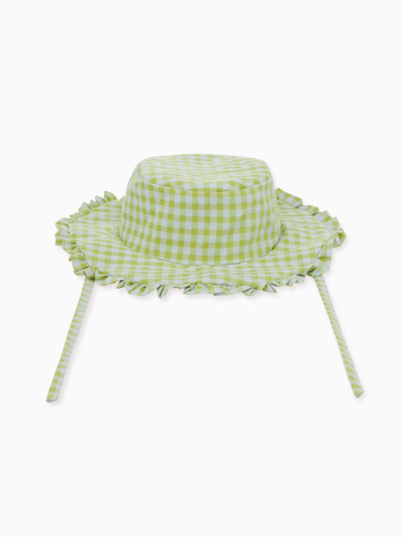 Lime Gingham Emilia Baby Girl Cotton Hat