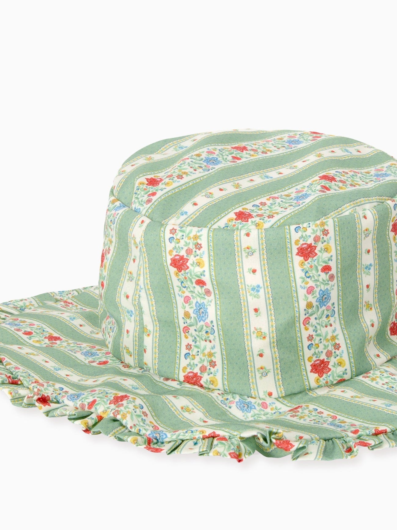 Sage Floral Stripe Emilia Girl Hat