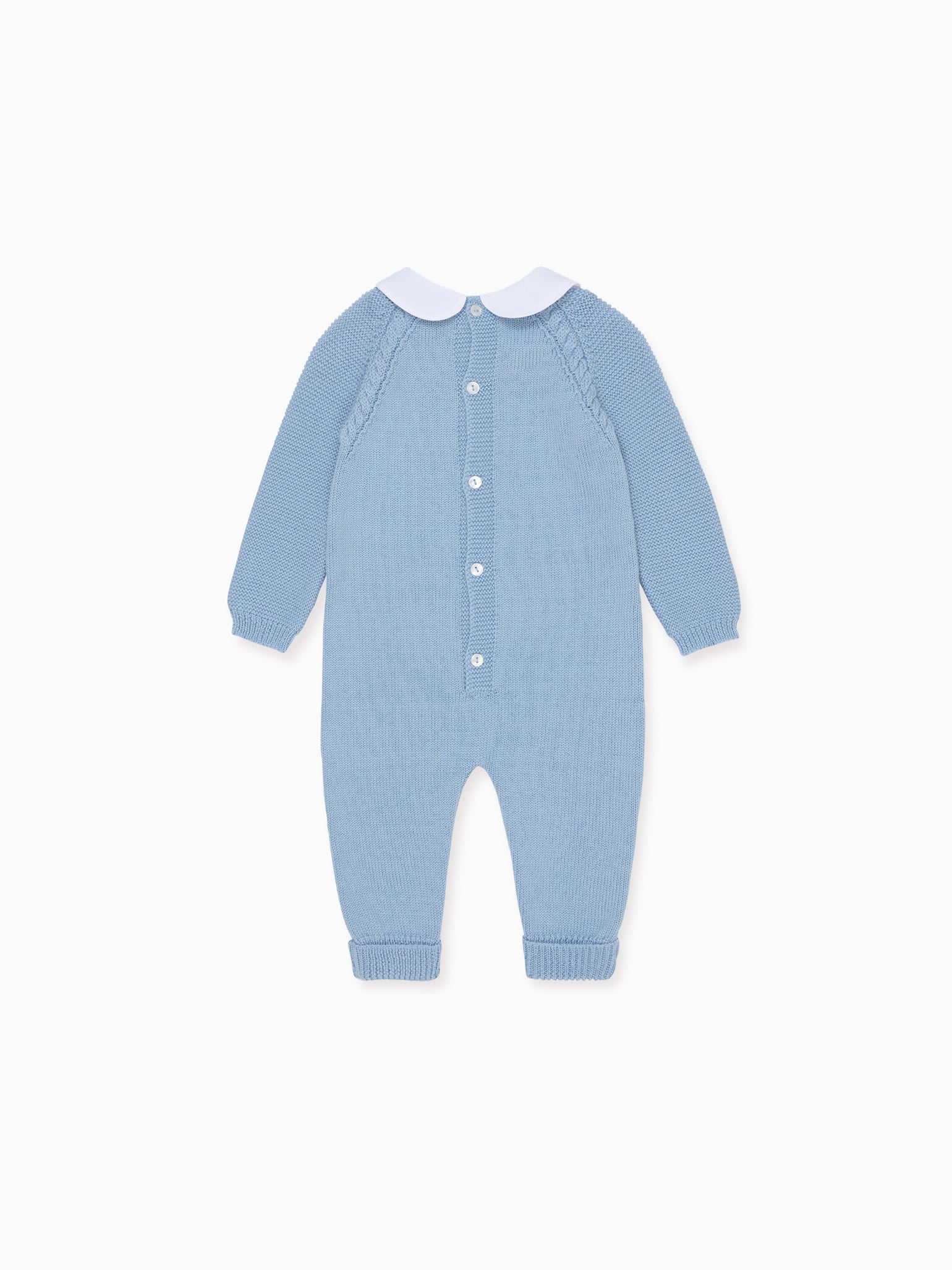 Dusty Blue Emilio Merino Baby Knitted Playsuit