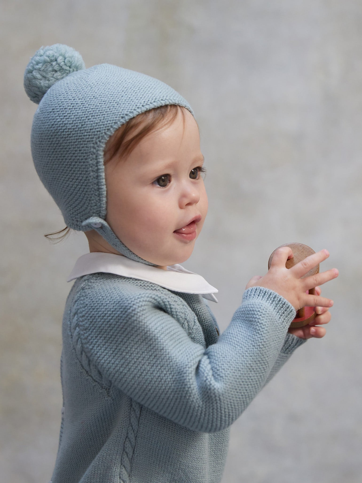 Sage Green Renta Merino Baby Bonnet