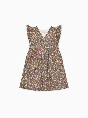 Brown Floral Emma Girl Pinafore Skirt