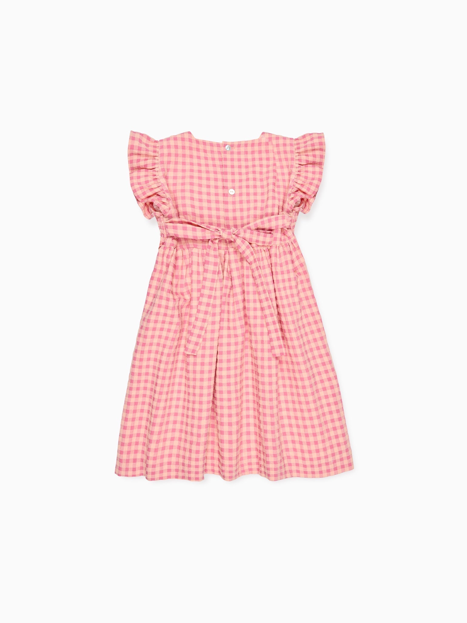 Pink Gingham Esmeralda Girl Smocked Waist Dress