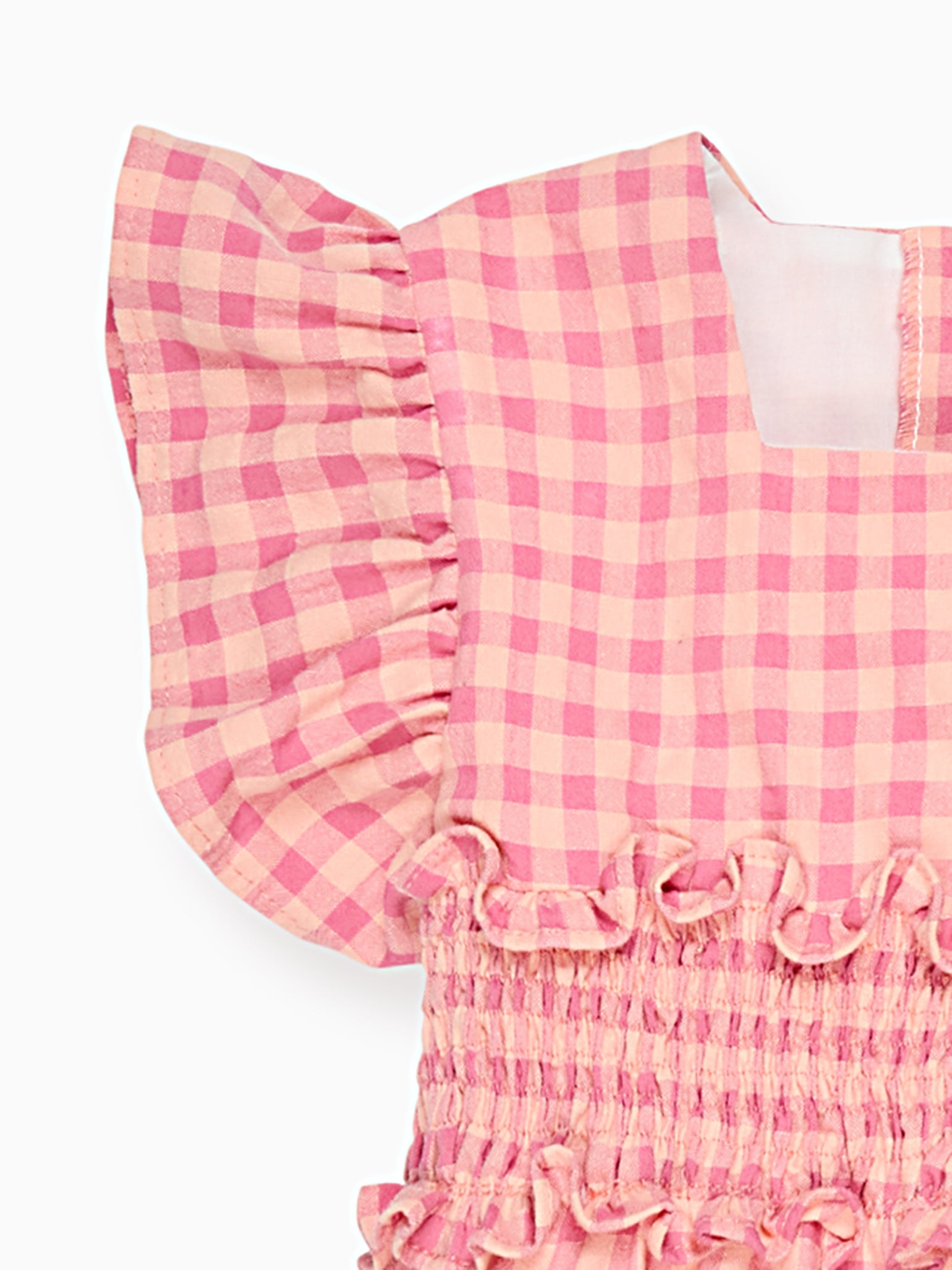 Pink Gingham Esmeralda Girl Smocked Waist Dress