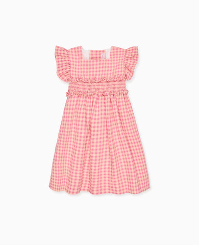 Pink Gingham Esmeralda Girl Smocked Waist Dress