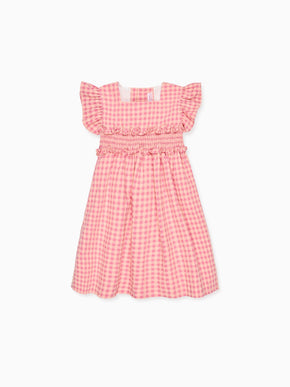 Pink Gingham Esmeralda Girl Smocked Waist Dress