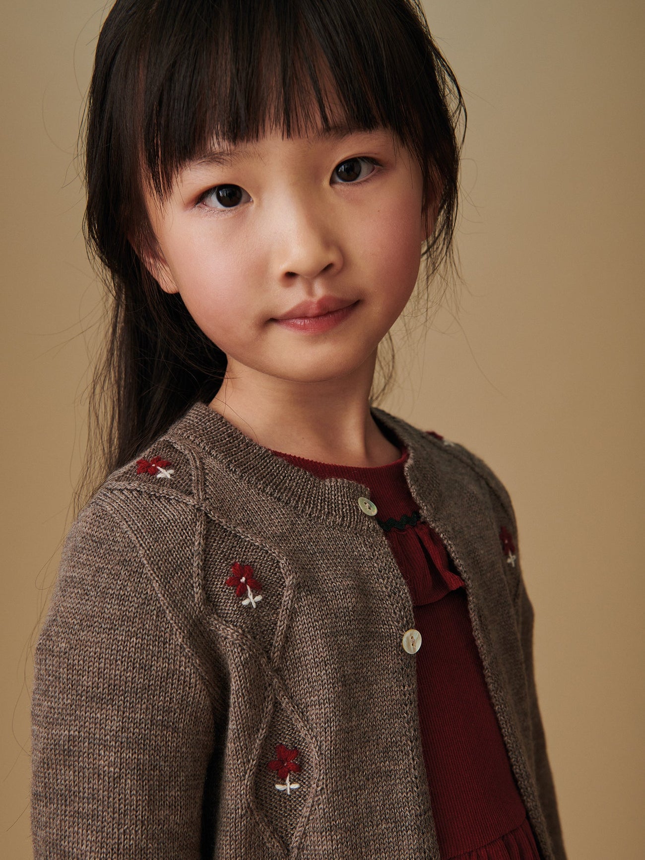 Taupe Espina Merino Girl Cardigan