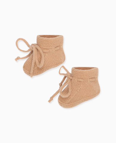 Camel Melange Evita Cashmere Baby Booties