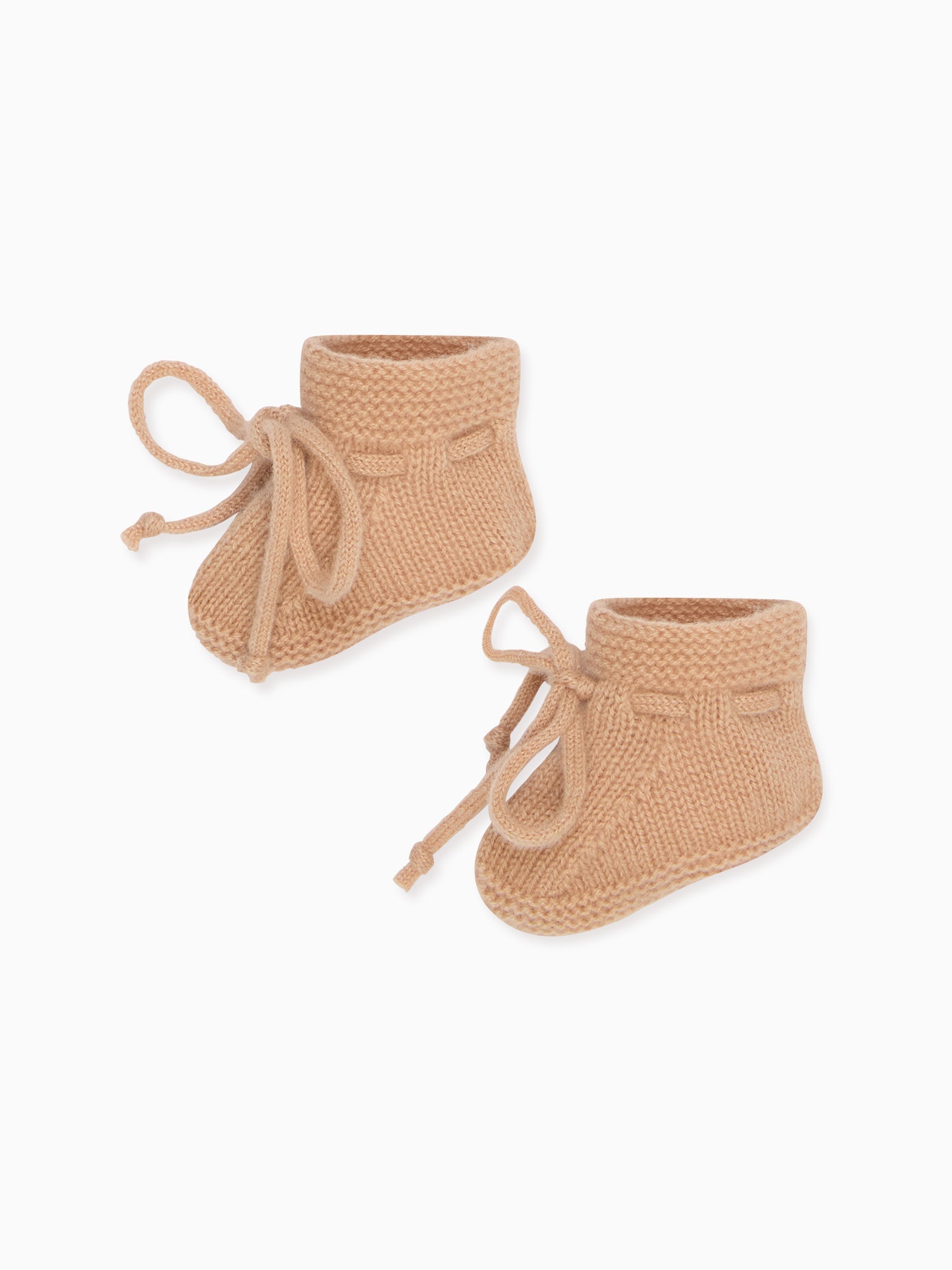 Camel Melange Evita Cashmere Baby Booties