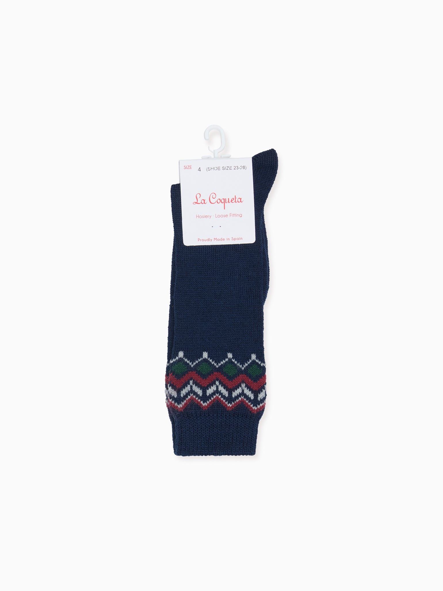 Navy Fair Isle Kids Knee High Socks