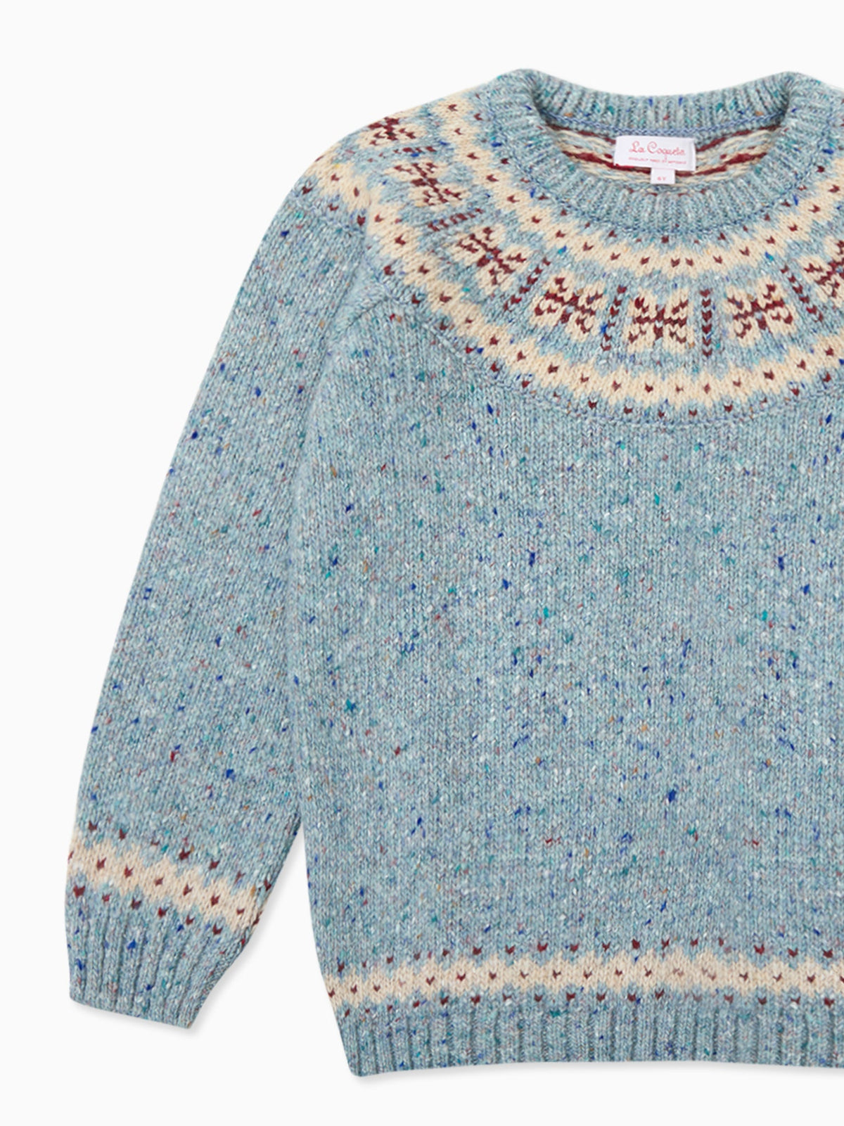 Dusty Blue Fair Isle Merino Kids Jumper