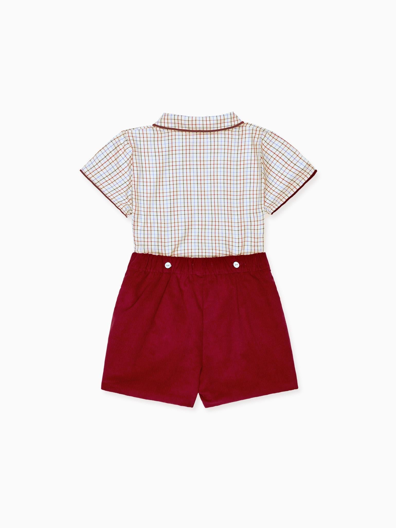 Burgundy Check Fantino Baby Boy Set