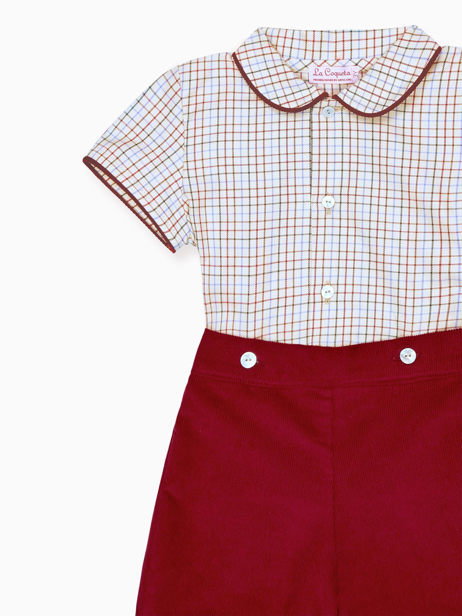 Burgundy Check Fantino Baby Boy Set