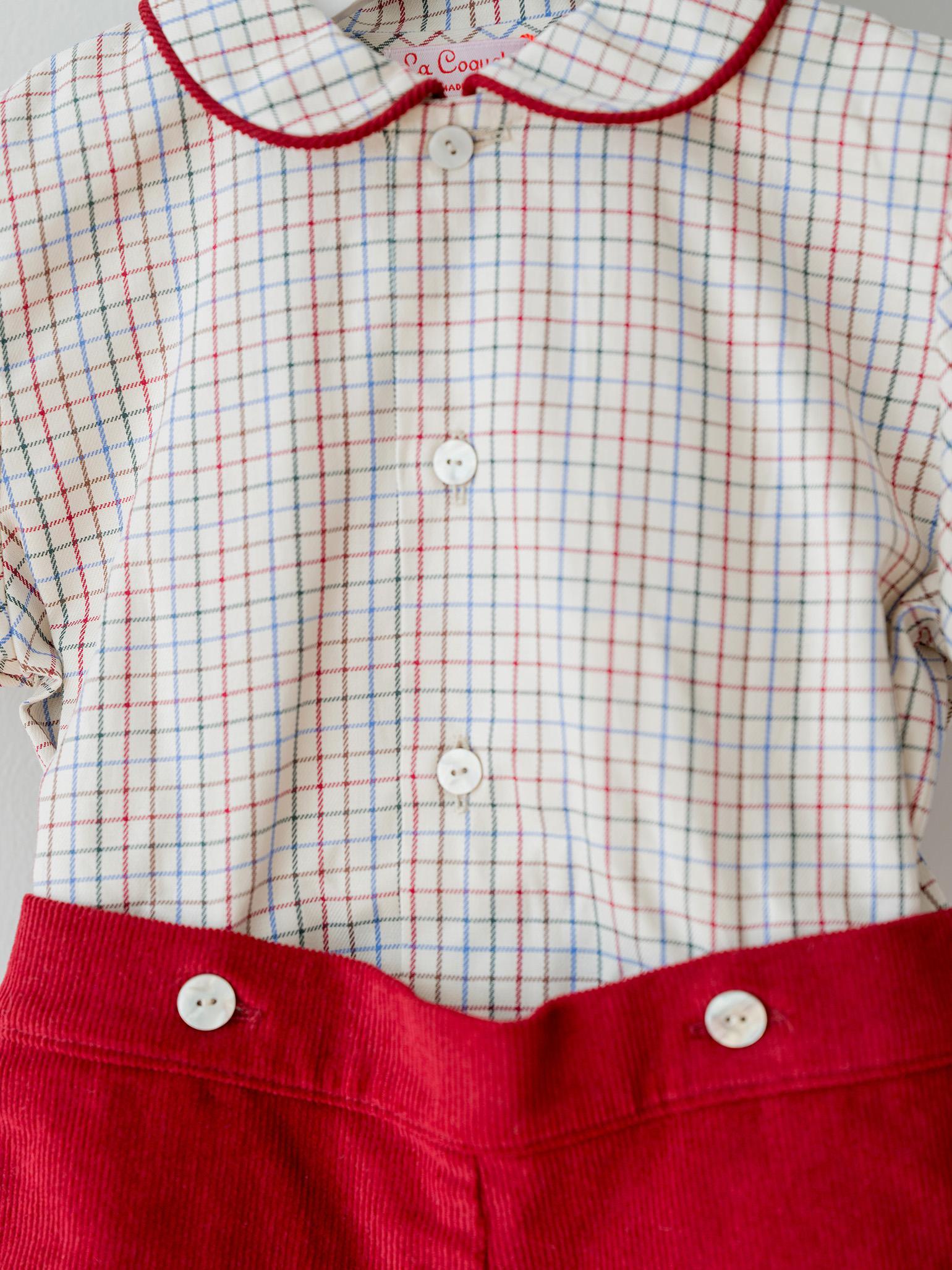 Burgundy Check Fantino Baby Boy Set