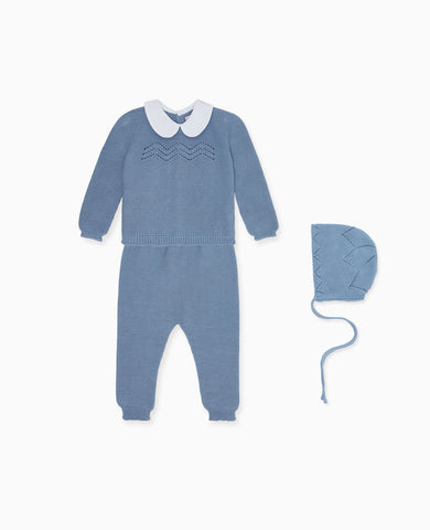 Dusty Blue Felice Cotton Baby Knitted Gift Box Set