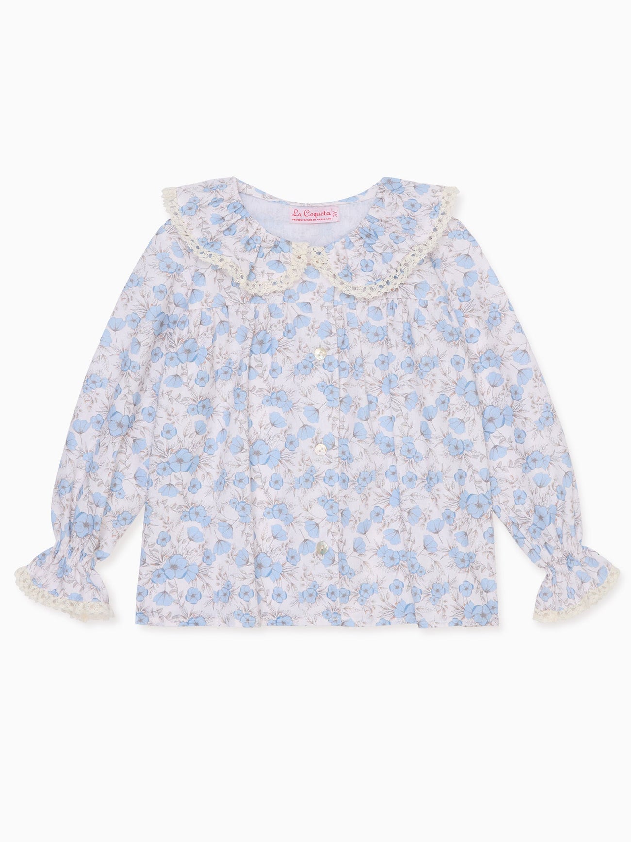 Blue Floral Felicia Long Sleeve Baby Shirt