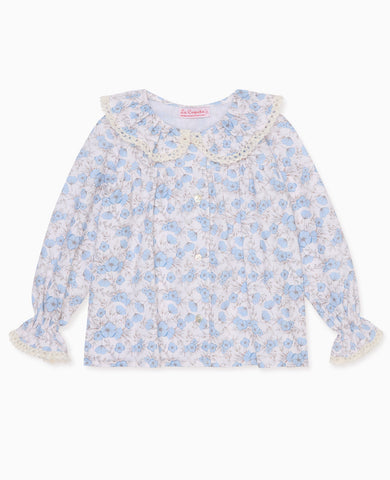 Blue Floral Felicia Long Sleeve Baby Shirt