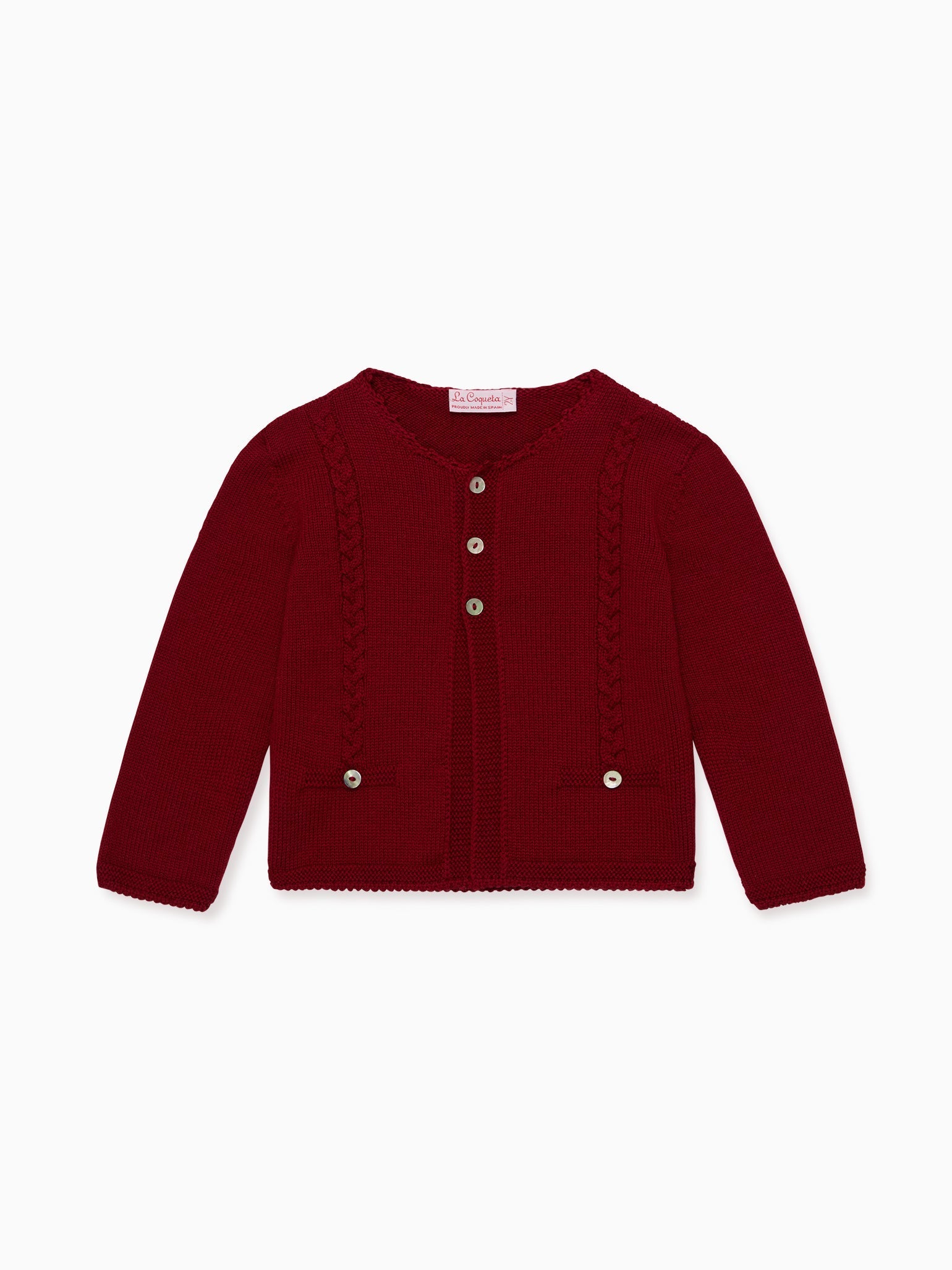 Burgundy Feria Merino Baby Cardigan