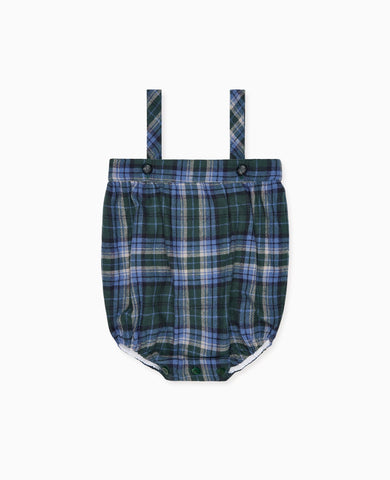 Green Check Filada Baby Romper Dungarees