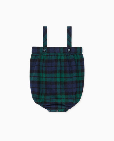 Green Tartan Filada Baby Romper Dungarees