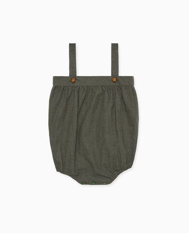 Olive Check Filada Baby Romper Dungarees