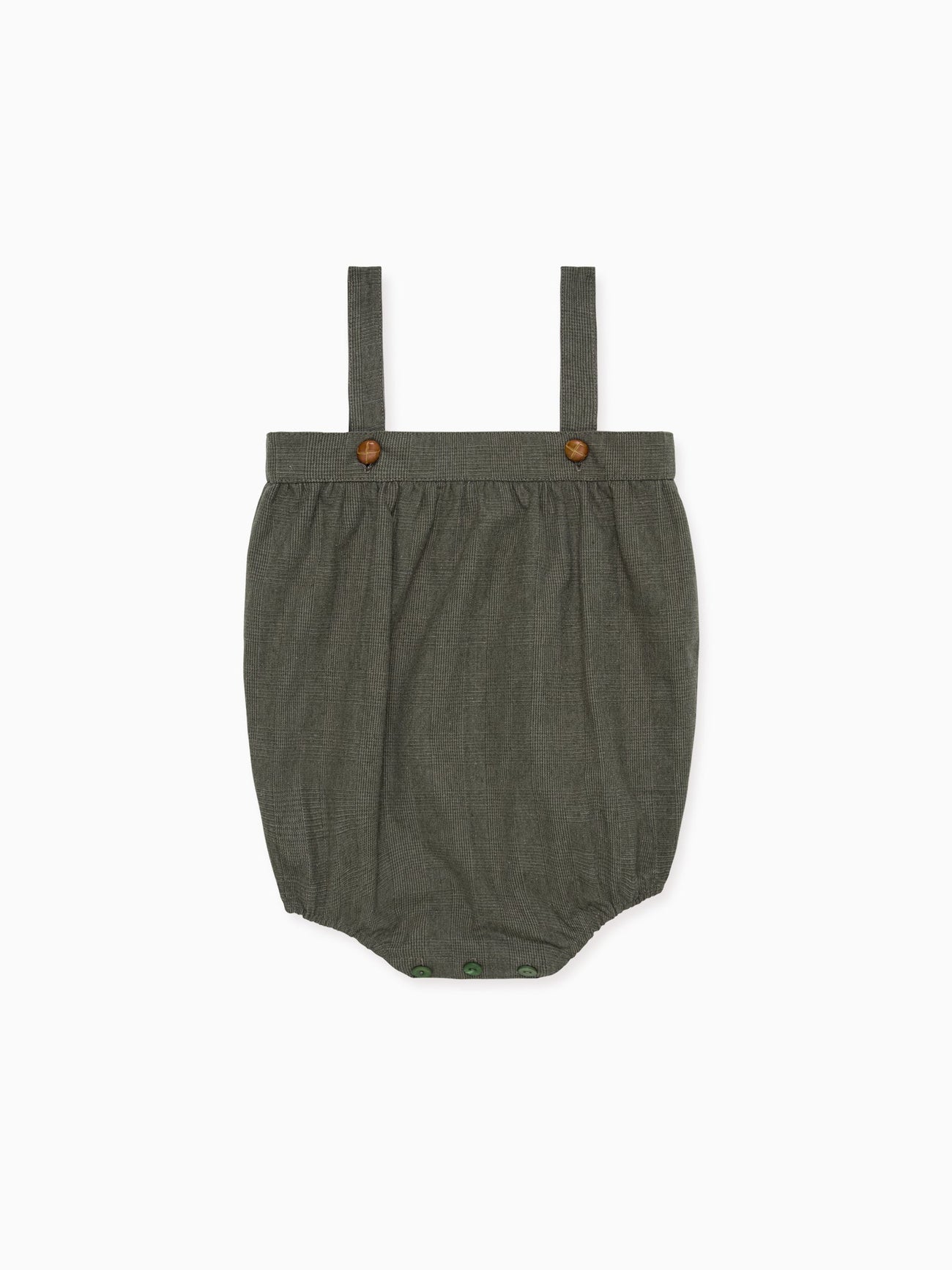 Olive Check Filada Baby Romper Dungarees