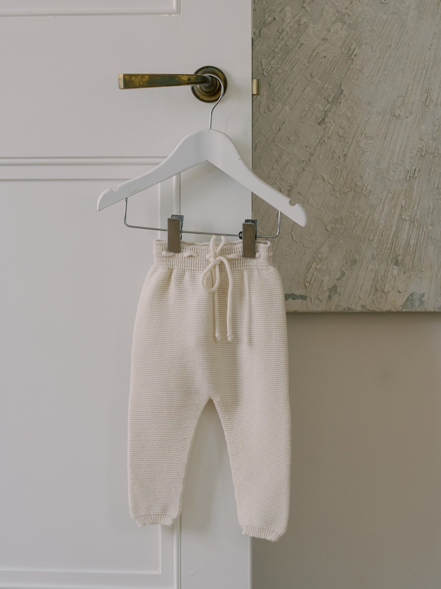 Ivory Fino Cotton Baby Knitted Trousers