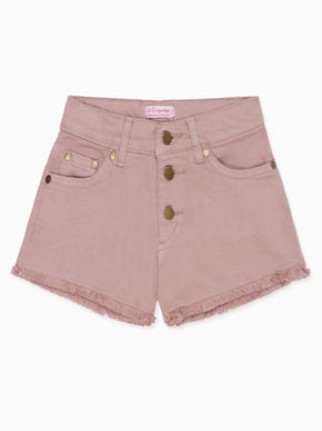 Dusty Pink Fleca Cotton Girl Shorts