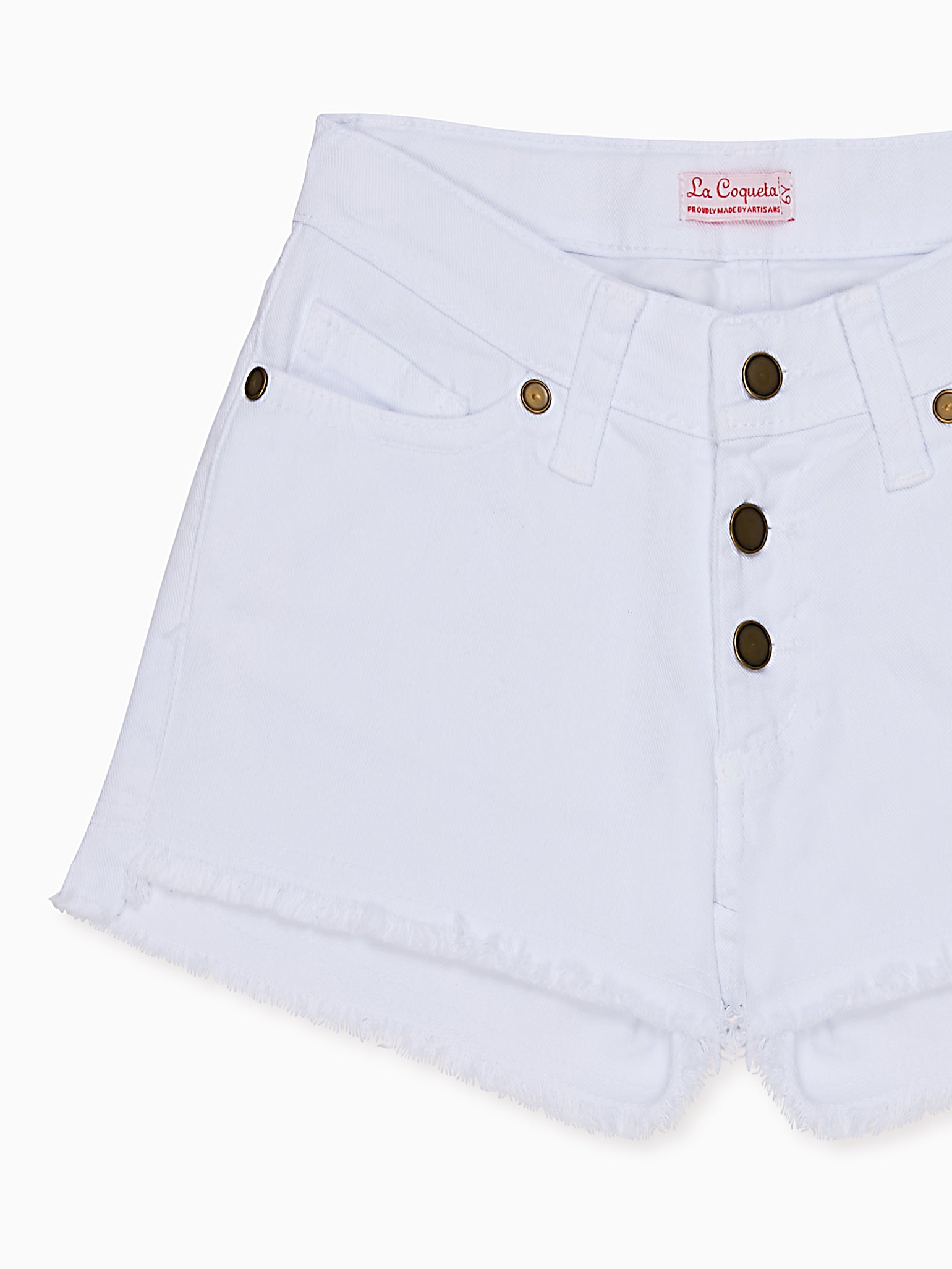 White Fleca Cotton Girl Shorts