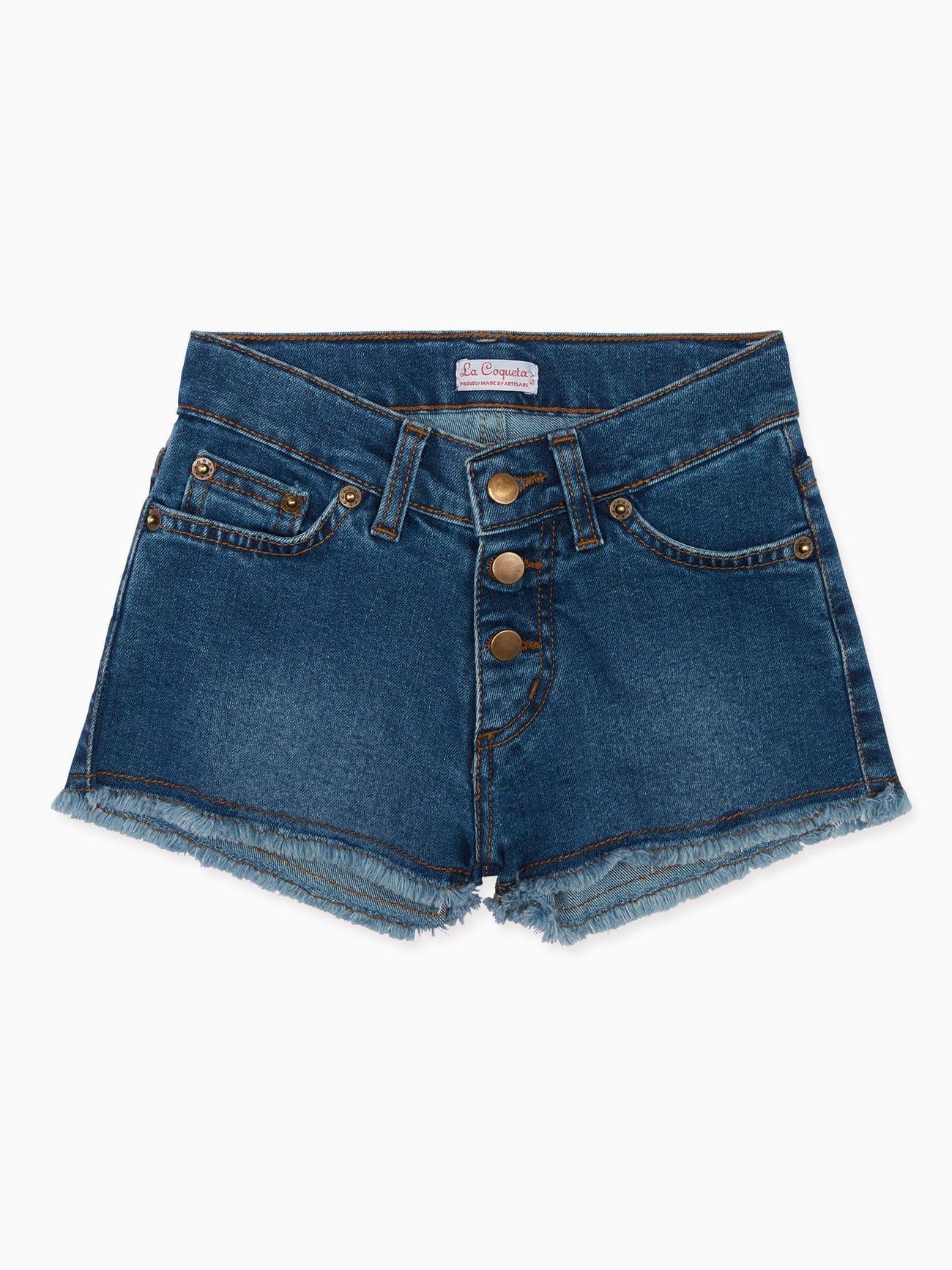 Denim Blue Fleca Girl Cotton Shorts