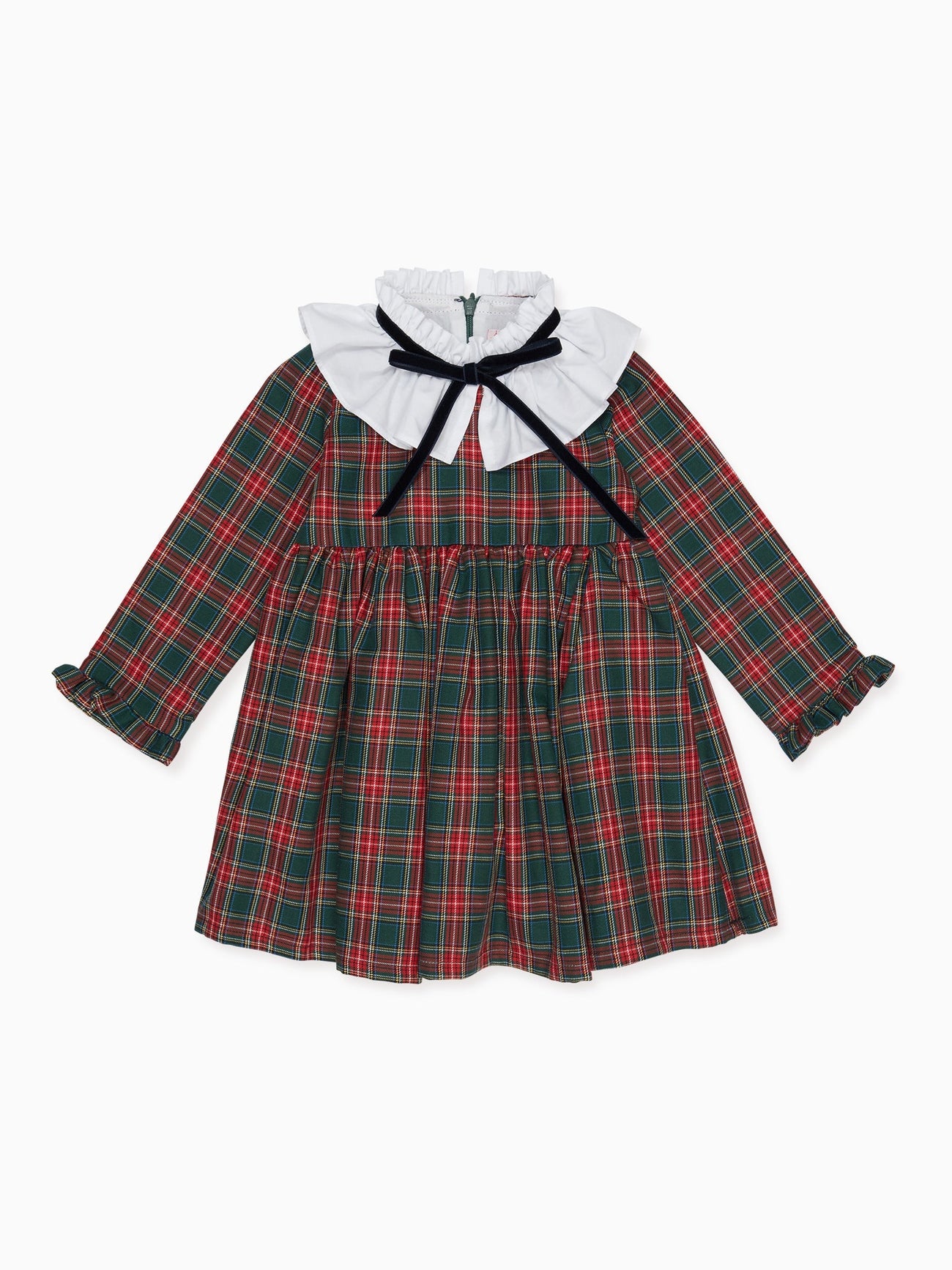 Green Tartan Flora Girl Empire Dress