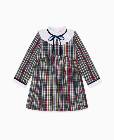 Navy Tartan Flora Girl Empire Dress