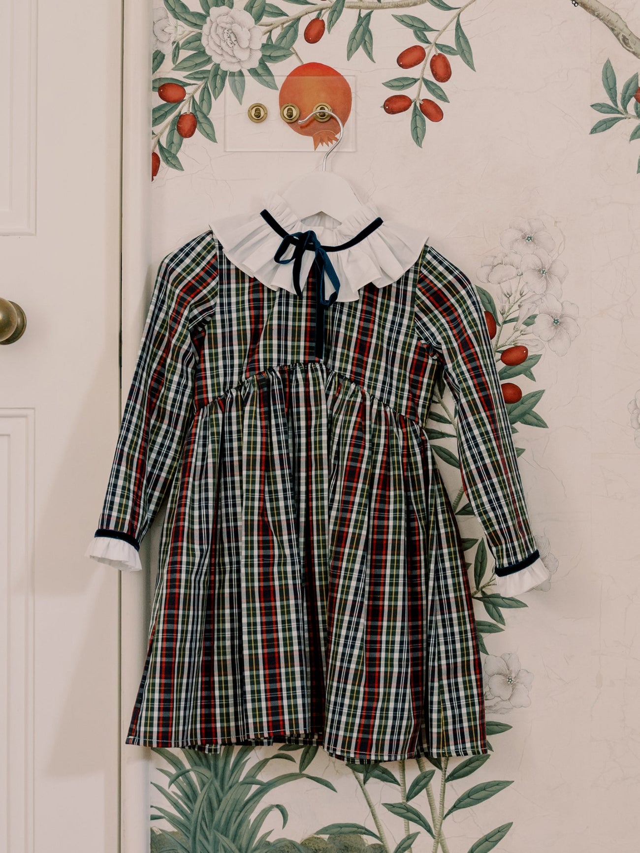 Navy Tartan Flora Girl Empire Dress