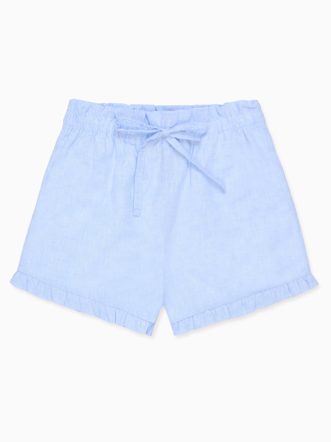 Light Blue Flores Cotton Girl Shorts