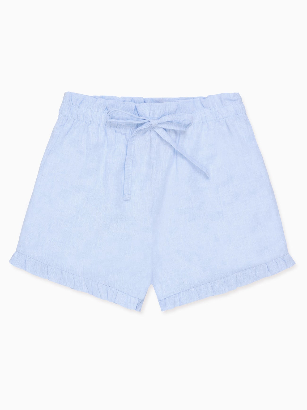 Light Blue Flores Cotton Girl Shorts