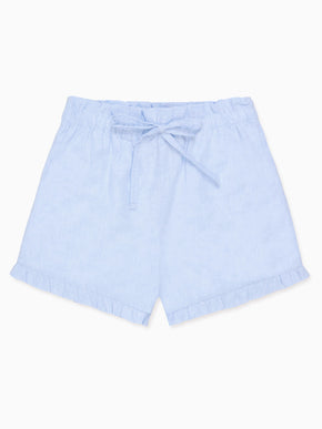 Light Blue Flores Cotton Girl Shorts