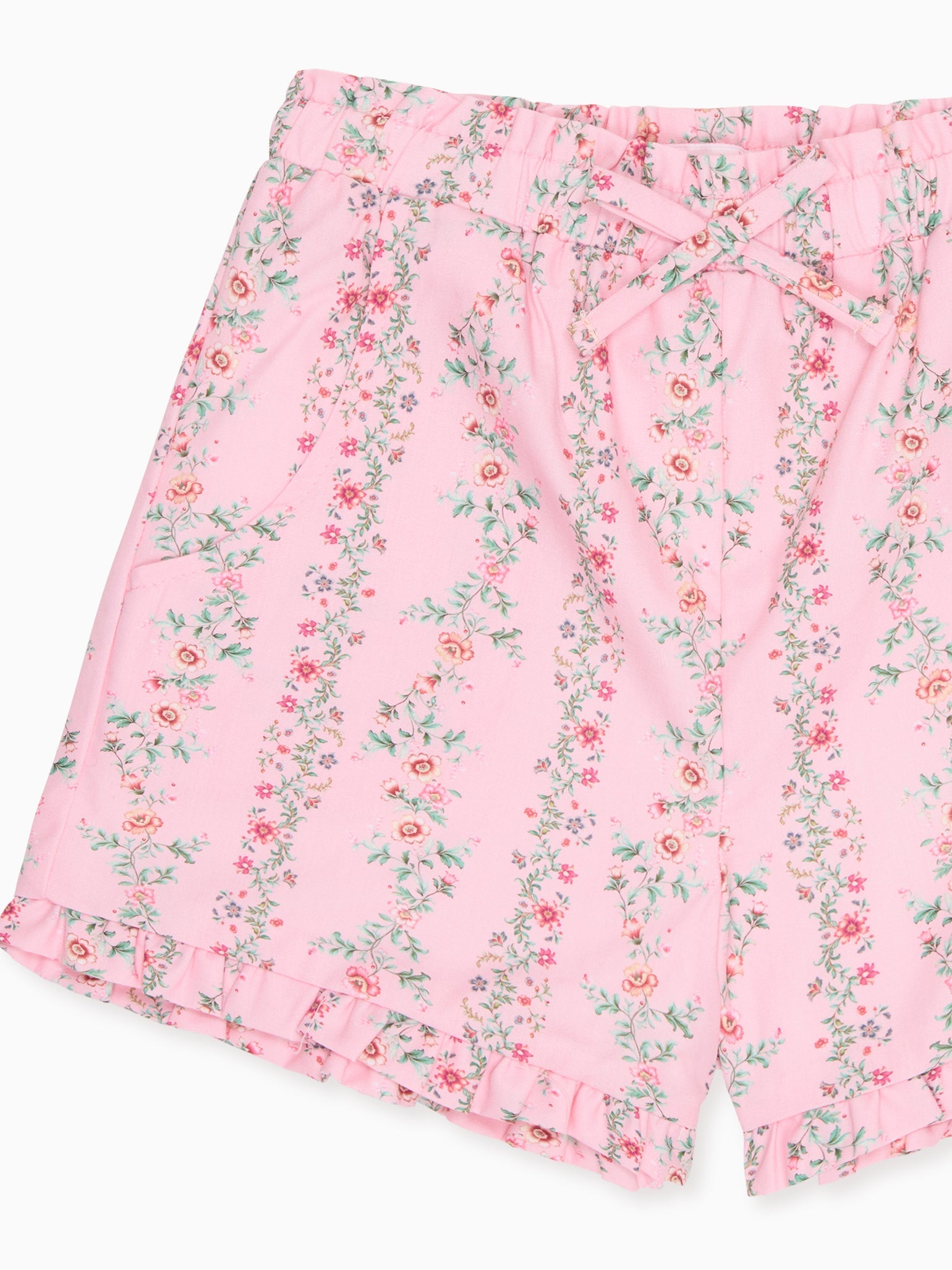 Pink Garland Flores Cotton Girl Shorts