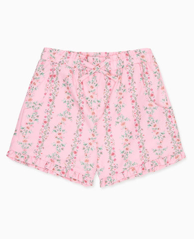 Pink Garland Flores Cotton Girl Shorts