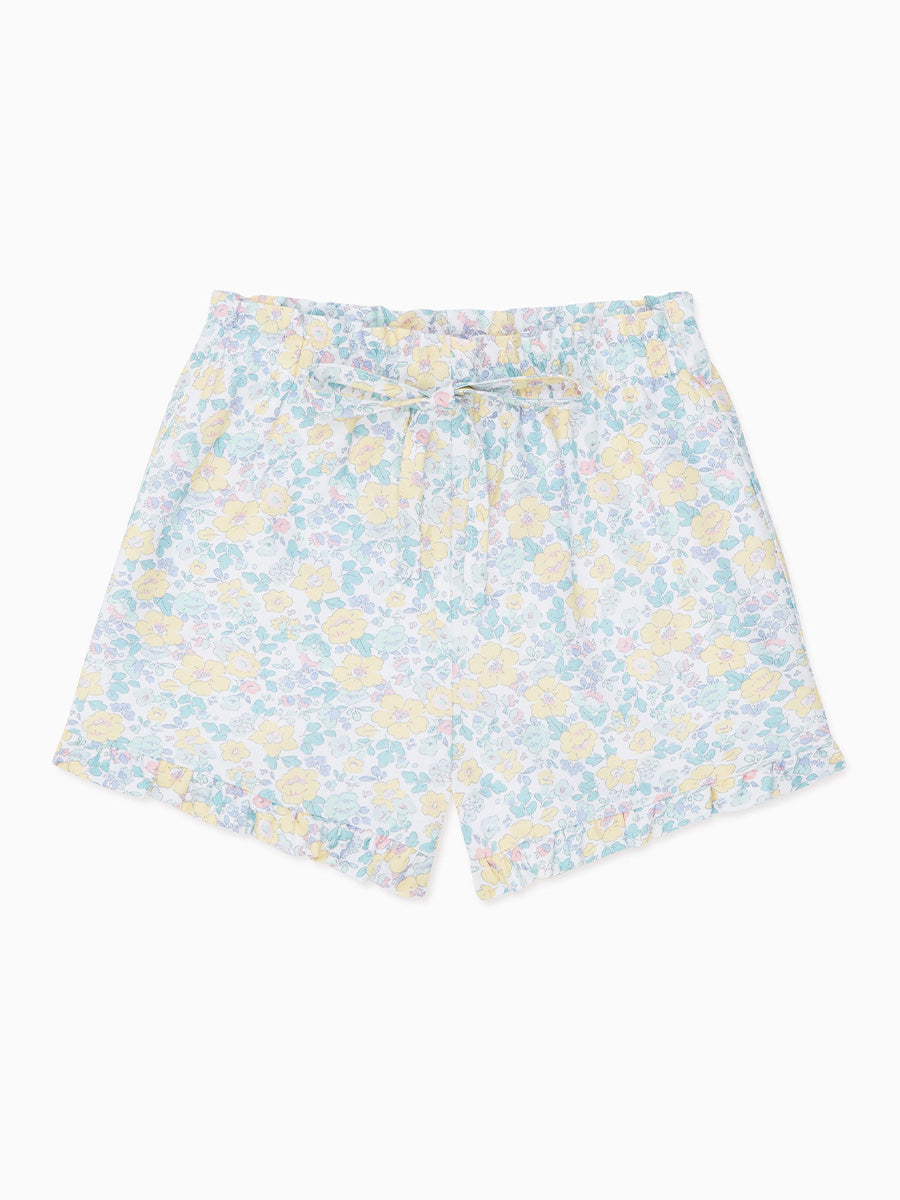 Yellow Floral Flores Girl Cotton Shorts
